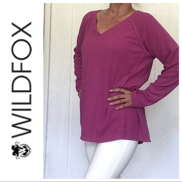 WILDFOX HALEY LONG SLEEVE V NECK PULLOVER TOP. SIZE LARGE - Picture 5 of 15